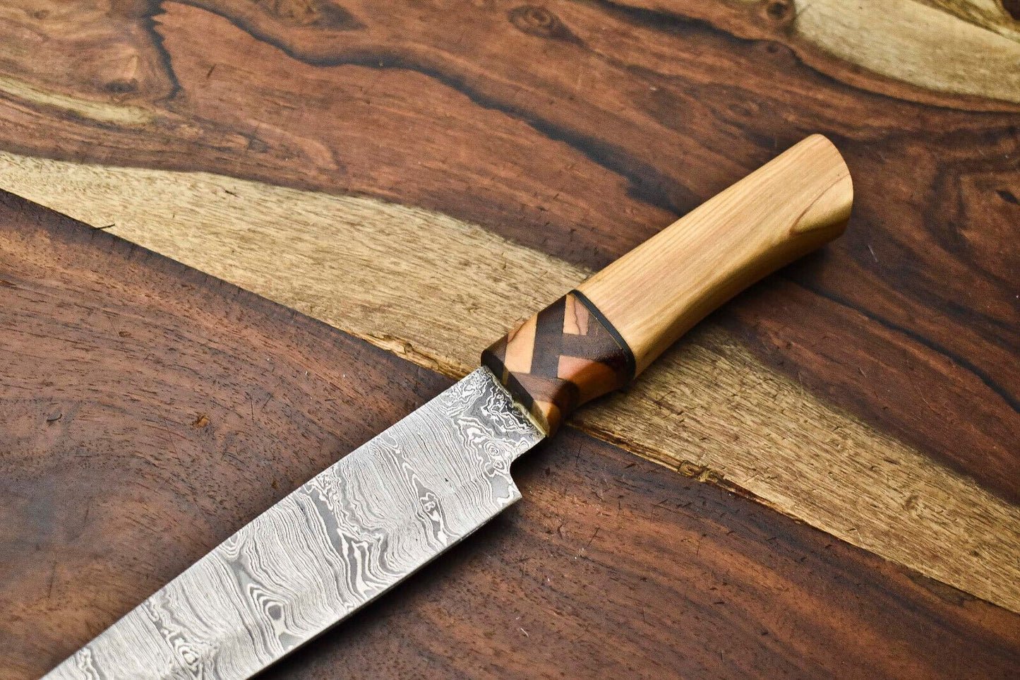 Custom Handmade Damascus Steel Chef Knife  Full Tang Forged Blade  384 Layers High Carbon Steel 2