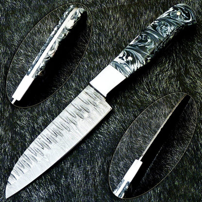 Hand-Forged Damascus Steel Chef Knife | Full Tang Kitchen Knife | 384 Layers High Carbon Blade