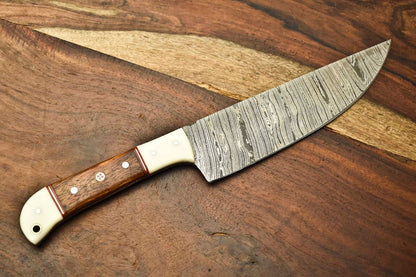 Custom Damascus Steel Chef Knife  Handmade Full Tang Blade  Forged Kitchen  Sport Knife 1