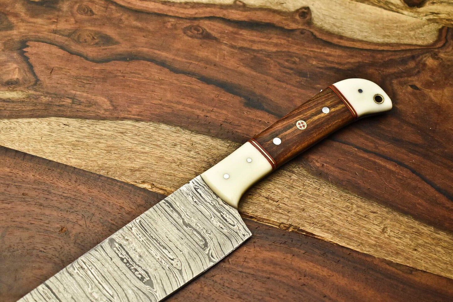 Custom Damascus Steel Chef Knife  Handmade Full Tang Blade  Forged Kitchen  Sport Knife 2