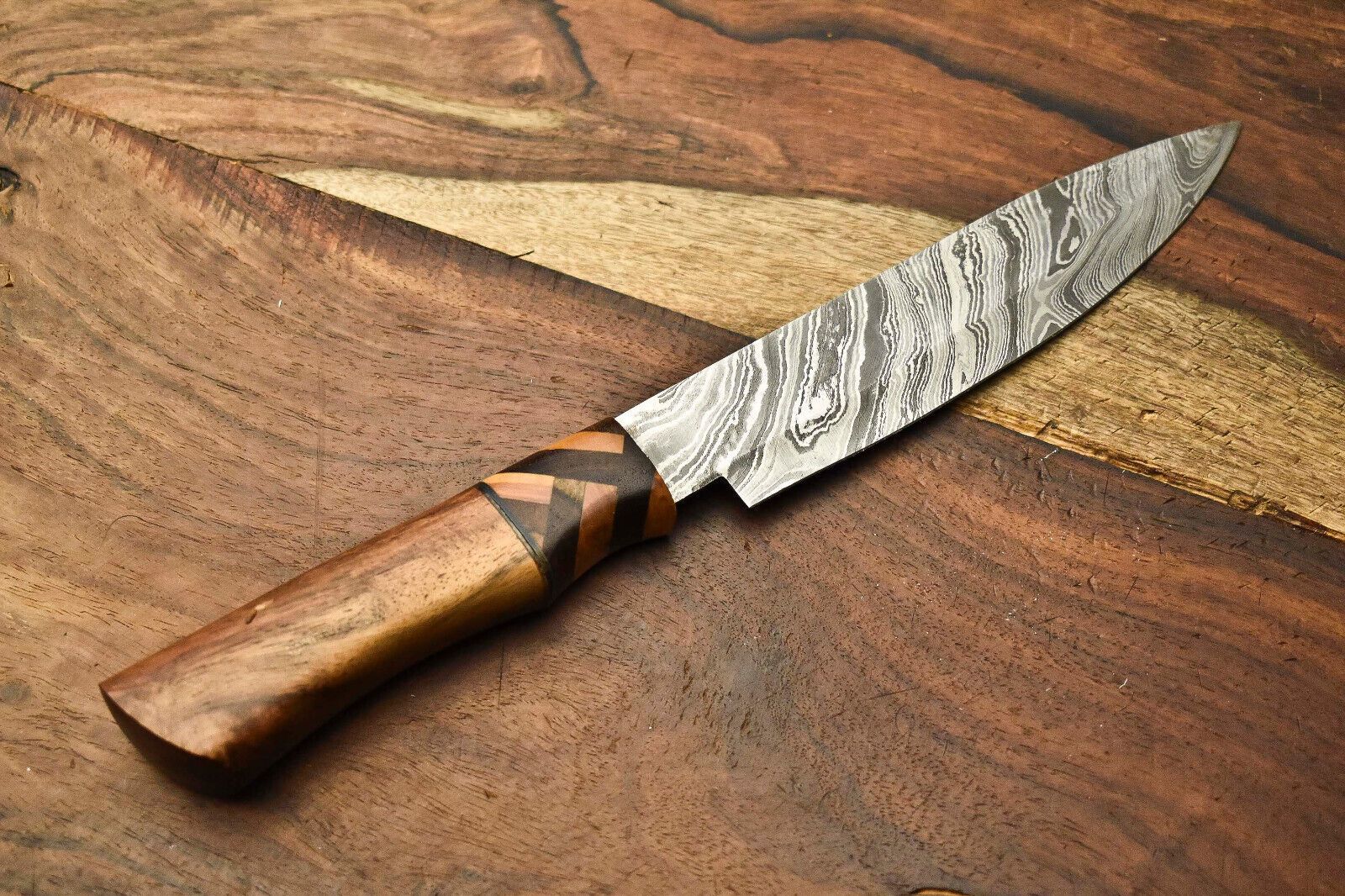 Professional Handmade Chef Knife  11 Inch Forged Damascus Blade  Hardwood Handle  Kitchen Gift 3