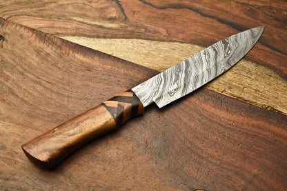 Professional Handmade Chef Knife  11 Inch Forged Damascus Blade  Hardwood Handle  Kitchen Gift 3