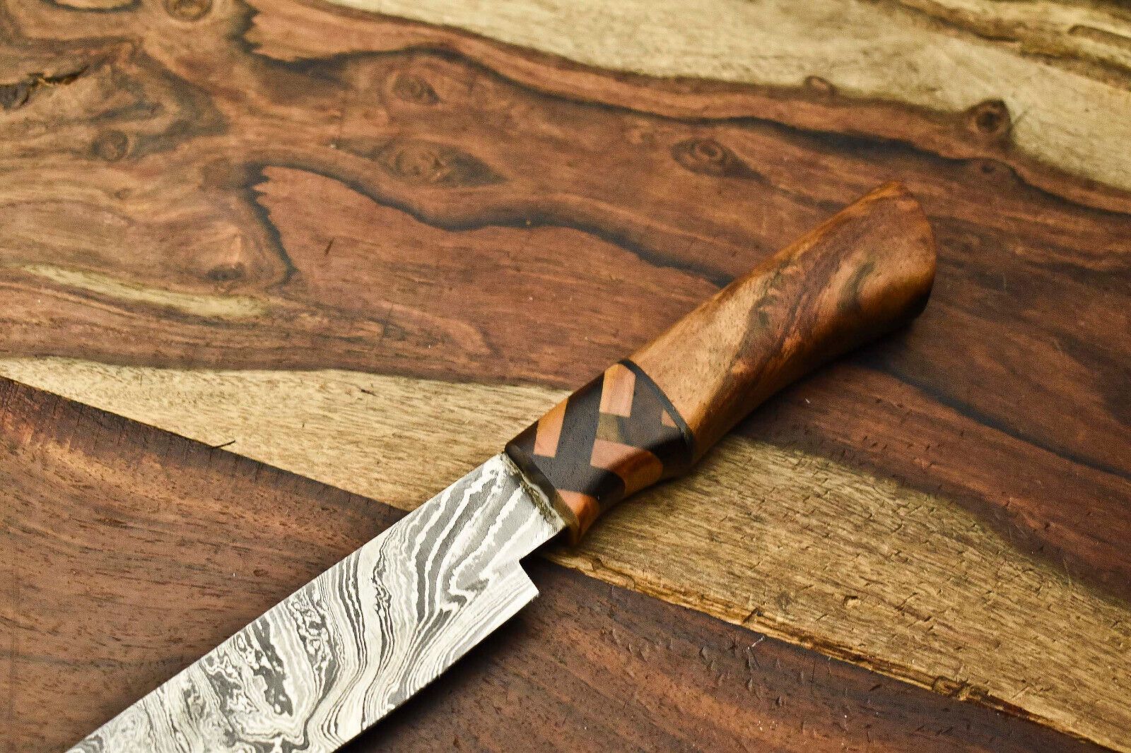 Professional Handmade Chef Knife  11 Inch Forged Damascus Blade  Hardwood Handle  Kitchen Gift 1