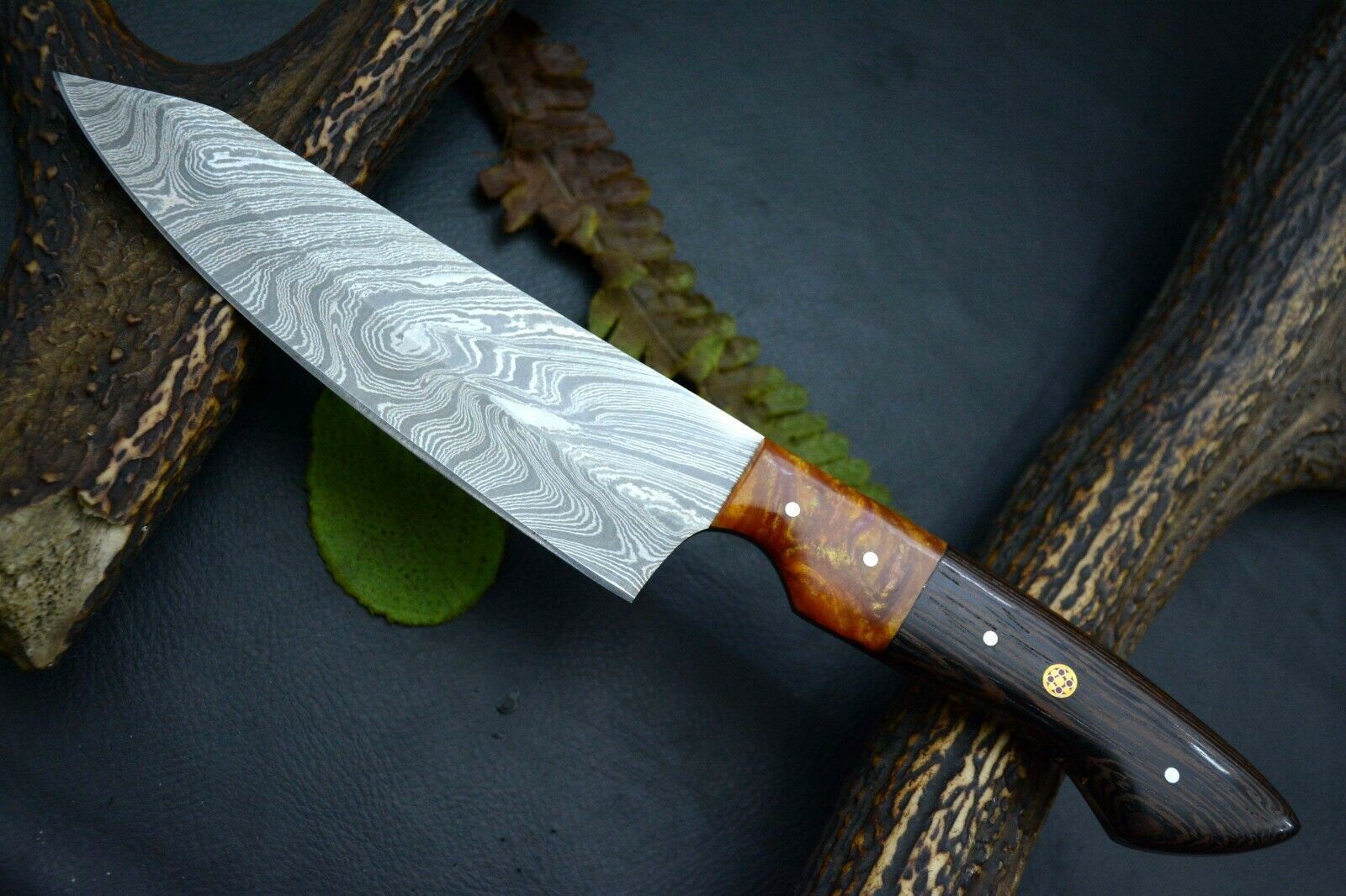 Professional Handmade Chef Knife  11 Inch Forged Damascus Blade  Hardwood Handle 2