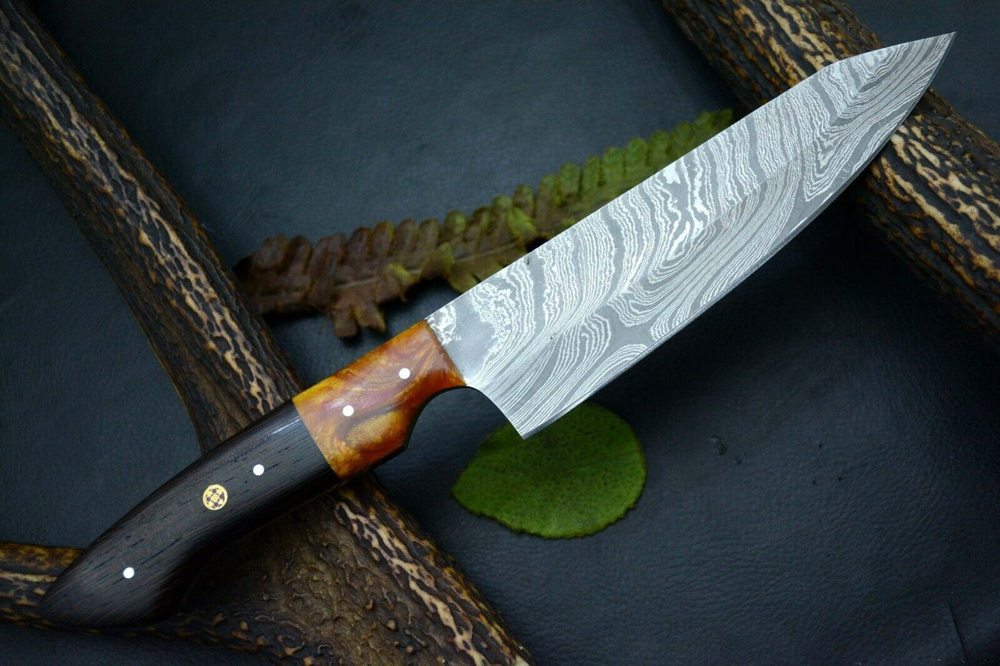 Professional Handmade Chef Knife  11 Inch Forged Damascus Blade  Hardwood Handle 3