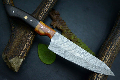 Professional Handmade Chef Knife | 11 Inch Forged Damascus Blade | Hardwood Handle
