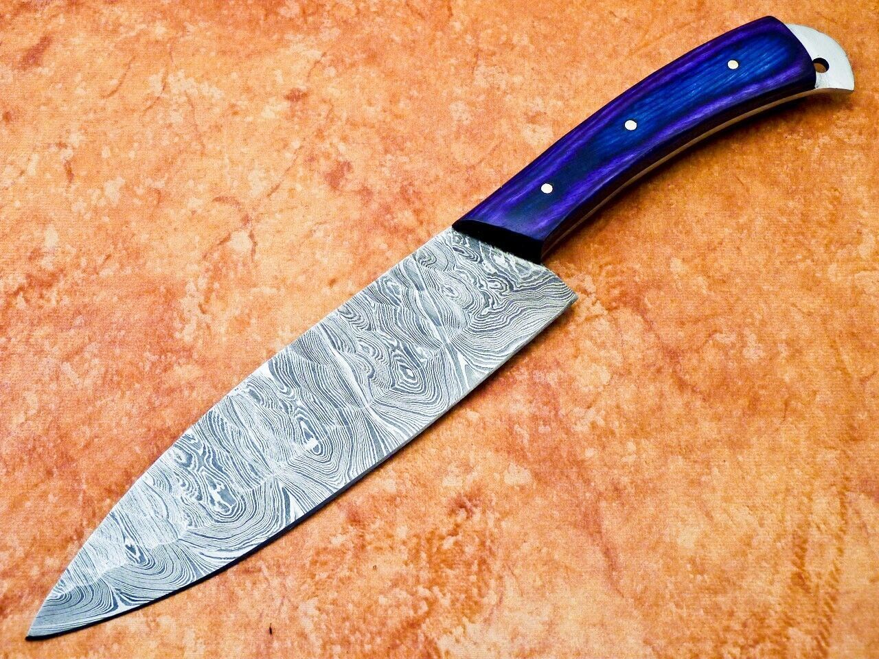 Handmade Damascus Steel Chef Knife  Forged Outdoor Sport Knife  Full Tang Blade 2