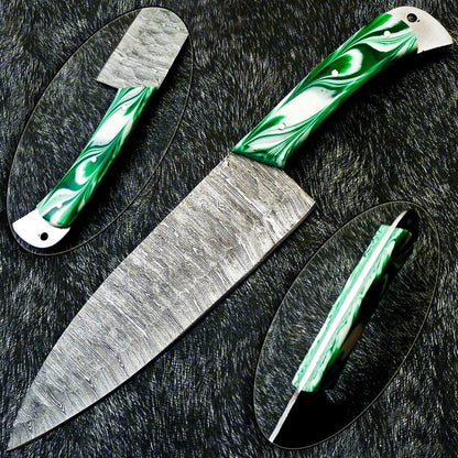 Professional Chef Knife | Custom Forged Damascus Blade | Full Tang Handmade Kitchen Knife