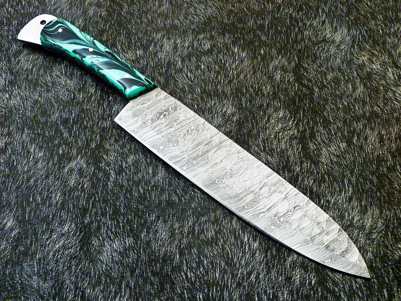 Damascus Steel Full Tang Knife  Handmade Forged Chef Knife  Collectors Gift Knife For Him 1