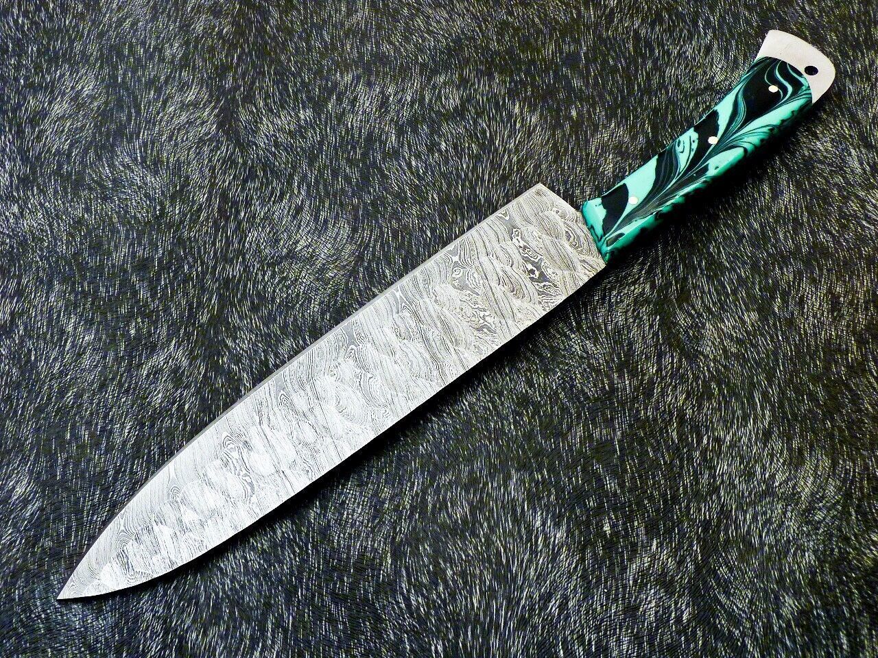 Damascus Steel Full Tang Knife  Handmade Forged Chef Knife  Collectors Gift Knife For Him 2