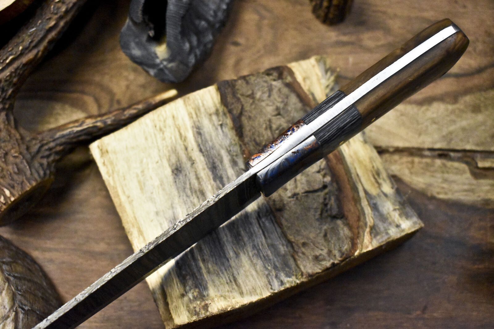 13 Hand Forged Twist Damascus Chef Knife  Walnut Wood Handle  Professional Kitchen Knife 2
