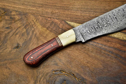 Twist Pattern Damascus Steel Chef Knife  Handmade Forged Blade With Walnut Wood Handle 1