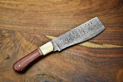 Twist Pattern Damascus Steel Chef Knife  Handmade Forged Blade With Walnut Wood Handle 2