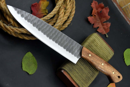 Handcrafted Damascus Chef Knife 13  Twist Pattern Blade  Walnut Wood Handle With Micarta Bolster 1