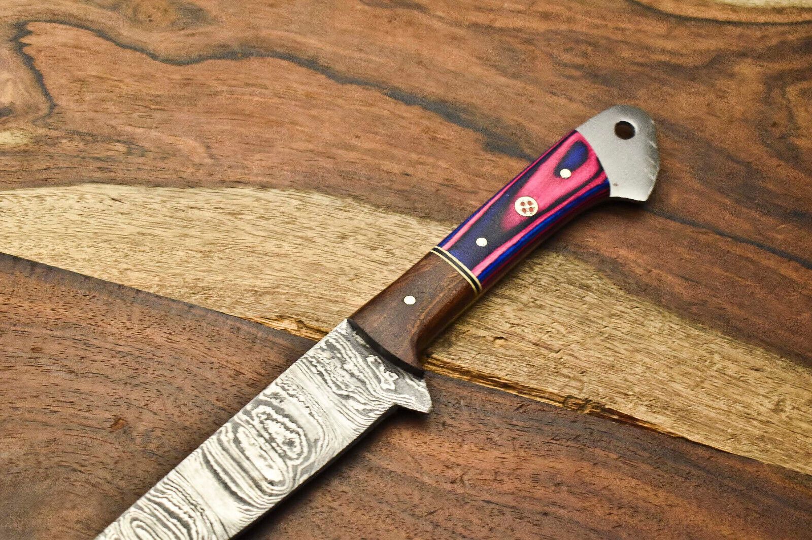 Hand Forged Damascus Steel Chef Knife With Natural Wood Handle 1