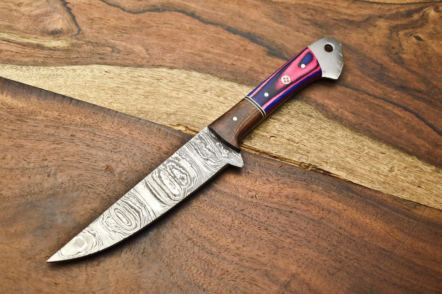 Hand Forged Damascus Steel Chef Knife With Natural Wood Handle 3
