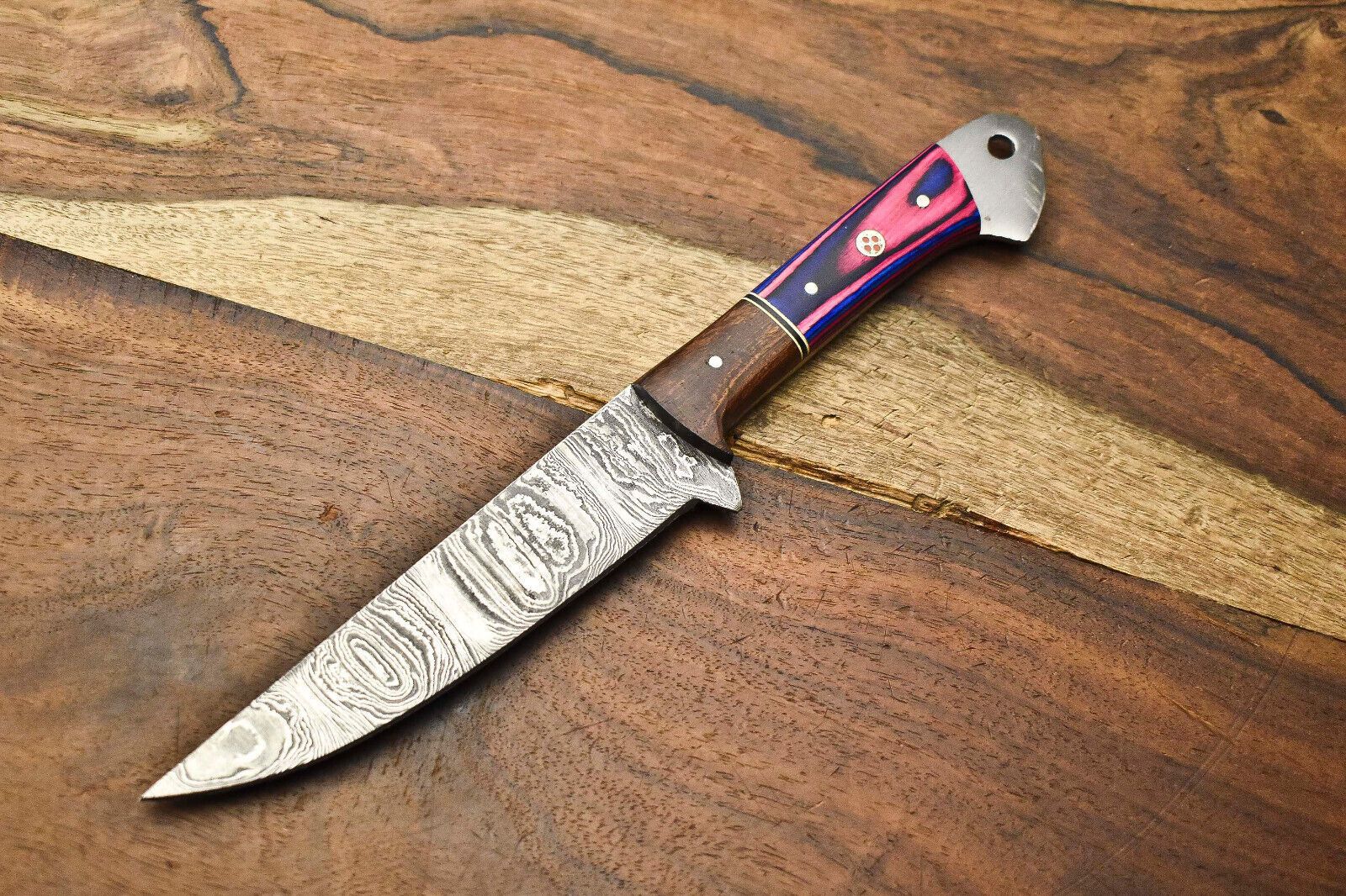 Hand Forged Damascus Steel Chef Knife With Natural Wood Handle 3