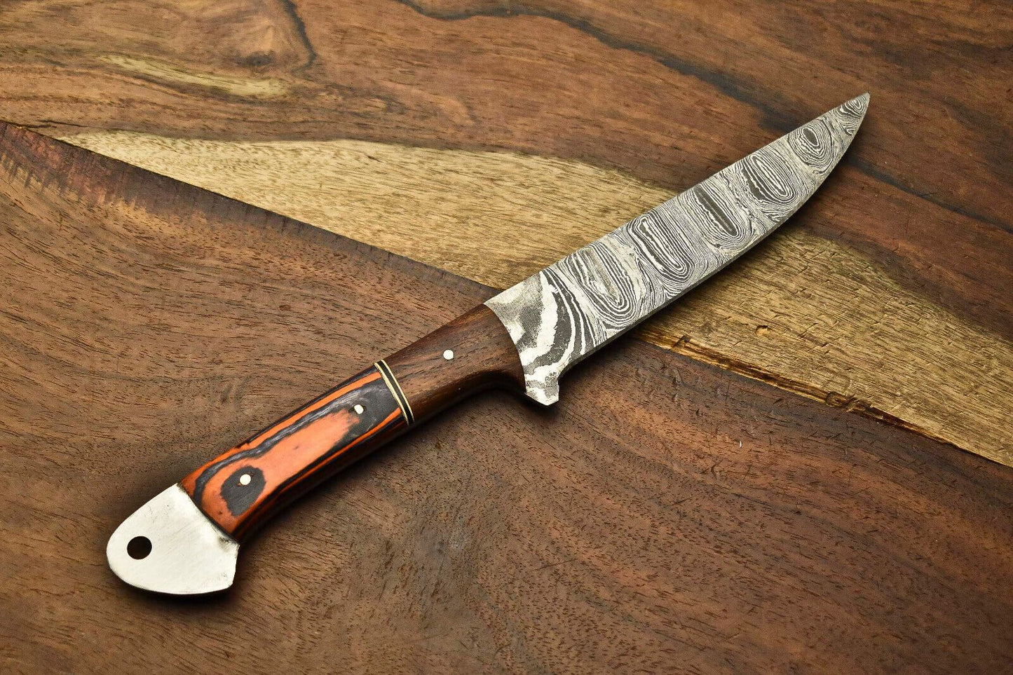 Twist Pattern Damascus Chef Knife With Premium Walnut Handle 2