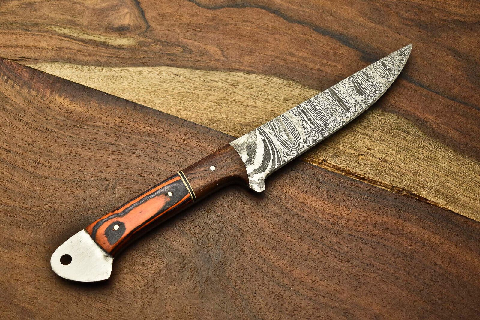 Twist Pattern Damascus Chef Knife With Premium Walnut Handle 2
