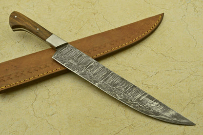 Artisan Twist Damascus Chef Knife With Polished Wood Handle 1