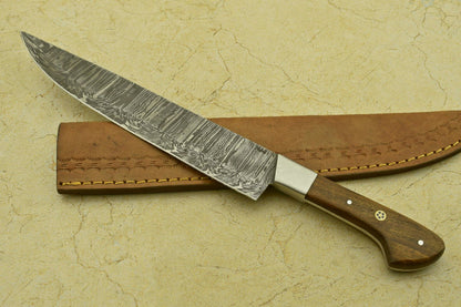 Artisan Twist Damascus Chef Knife With Polished Wood Handle 2