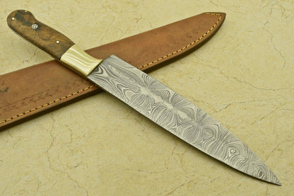 Twist Pattern Damascus Blade Chef Knife With Wooden Handle 2