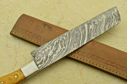 Custom Handmade Damascus Steel Chef Knife With Hardwood Handle 1