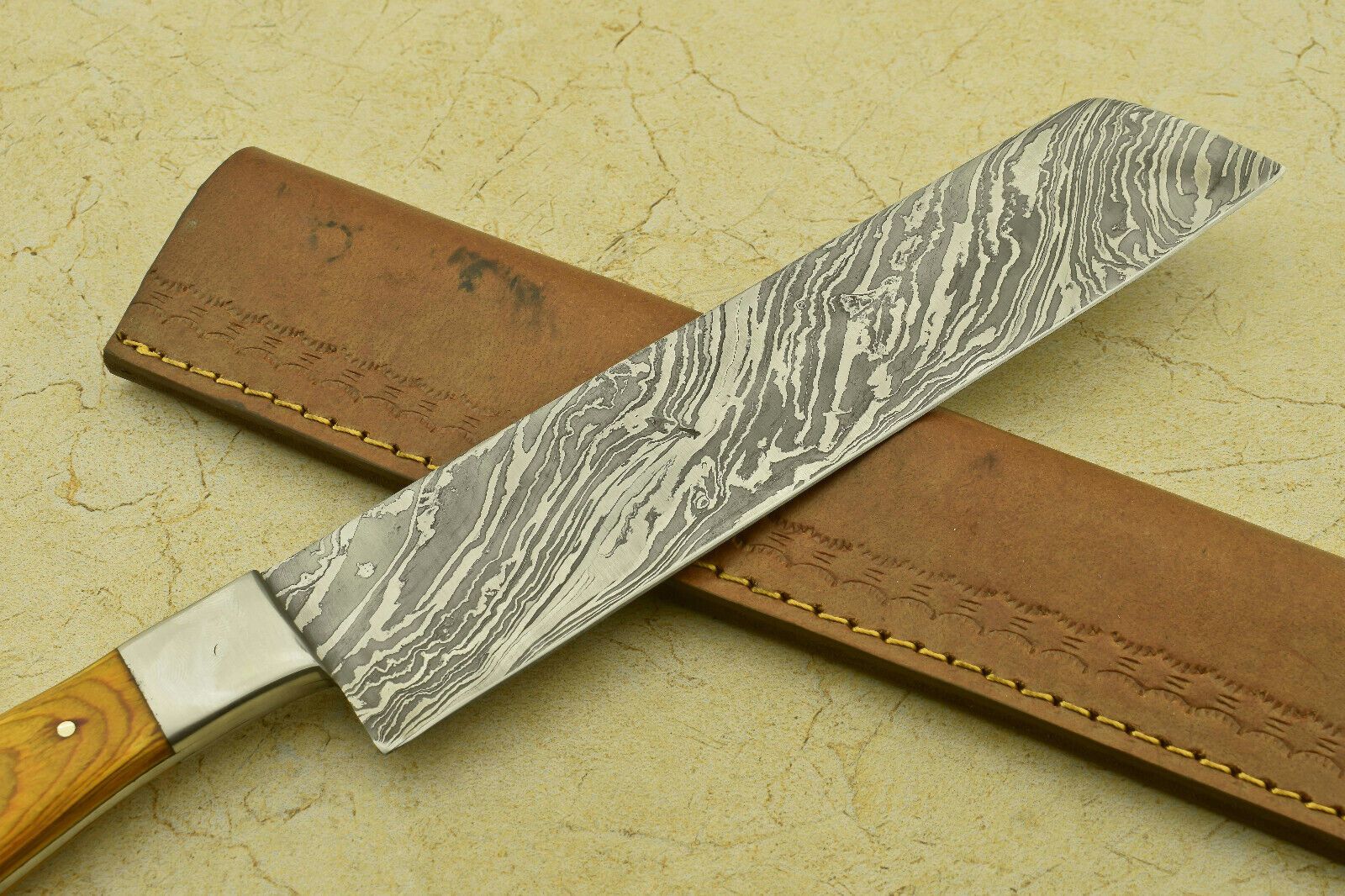 Custom Handmade Damascus Steel Chef Knife With Hardwood Handle 2