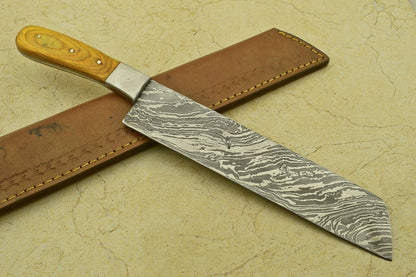 Custom Handmade Damascus Steel Chef Knife With Hardwood Handle 3