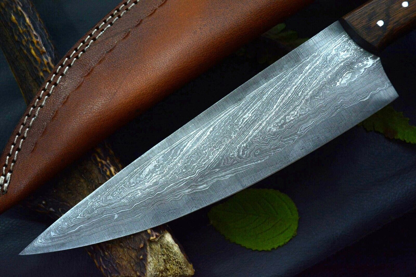Premium Twist Damascus Chef Knife With Durable Wooden Handle 2