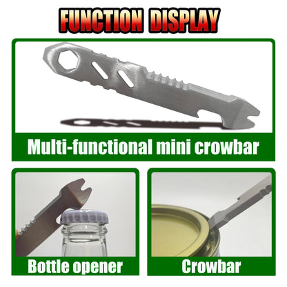 Mini Stainless Steel Crowbar Multi Function Allen Wrench Bottle Opener Portable Outdoor Camping EDC 1