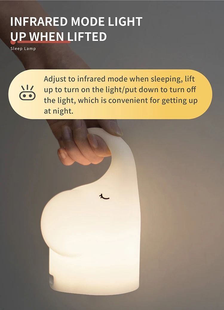 LED Motion Sensor Night Light Hanging Silicone Elephant Night Light With Motion Sensor 4