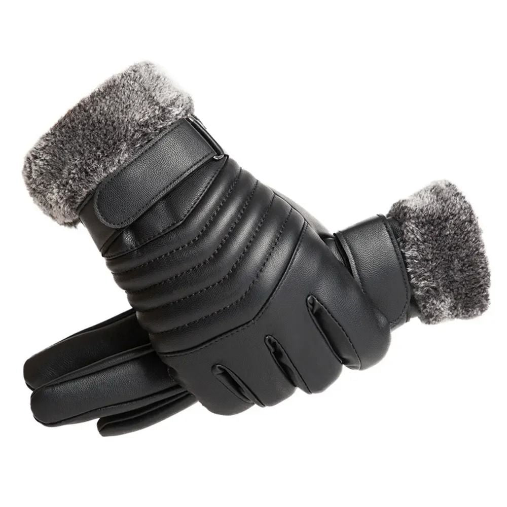 Winter Fur Mouth Plush Insulation Gloves Outdoor Cycling Motorcycle Touch Screen Cotton Gloves