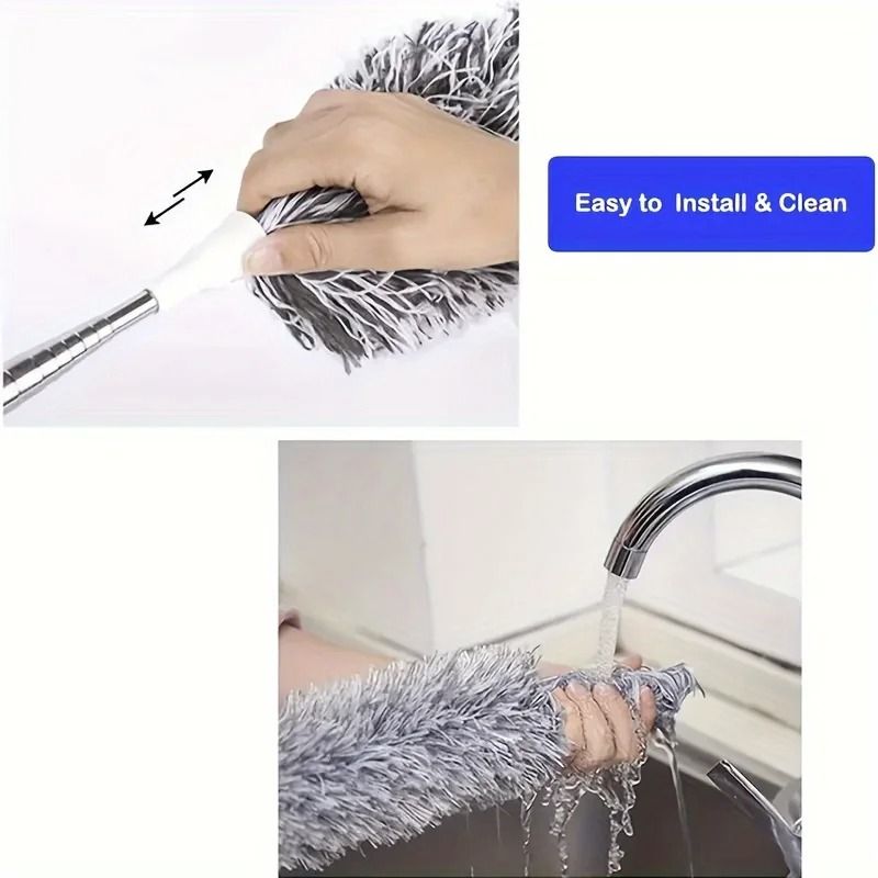 Multifunctional Retractable Duster Bendable Head Reusable Washable Tool For High Ceilings Furniture 4
