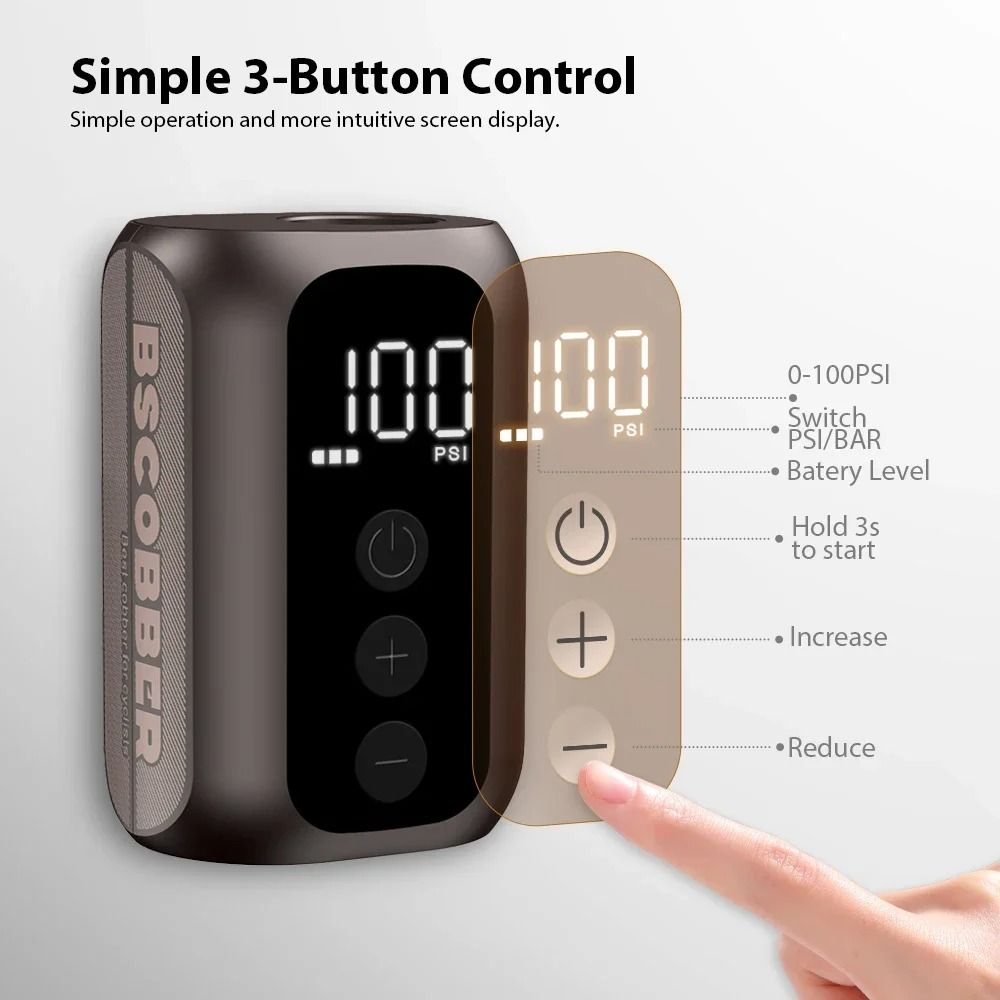 Portable Rechargeable Air Pump 100PSI HighPressure Wireless Tire Inflator 3