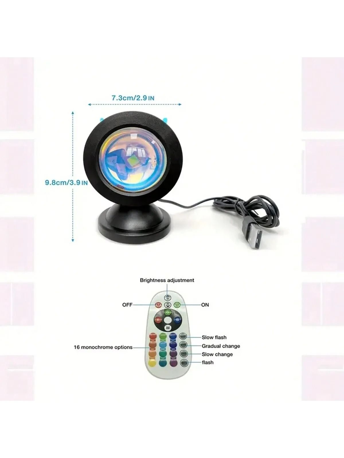 Sunset Light With Earbuds And Remote Control 16 Color Atmosphere Lamp 1