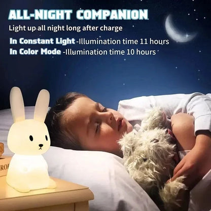 LED Night Light Silicone Rabbit Touch Sensor Lamp Cute Animal Table Lamp For Kid Baby Child Home De 4