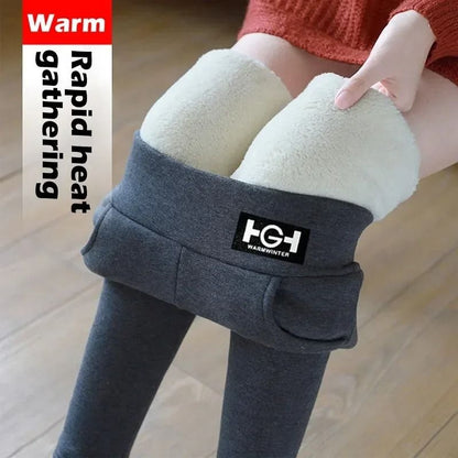 Women Winter Warm High Waist Leggings With Cashmere Lining And Pocket 1