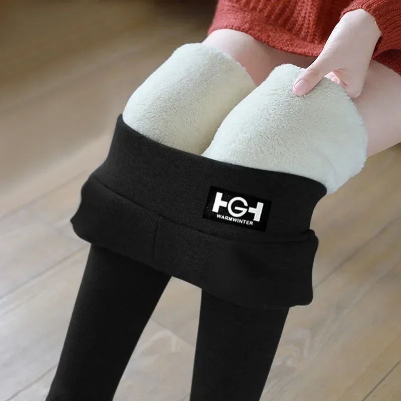 Women Winter Warm High Waist Leggings With Cashmere Lining And Pocket 2