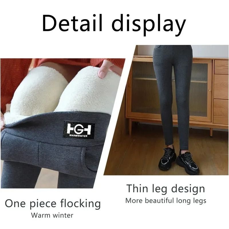 Women Winter Warm High Waist Leggings With Cashmere Lining And Pocket 3