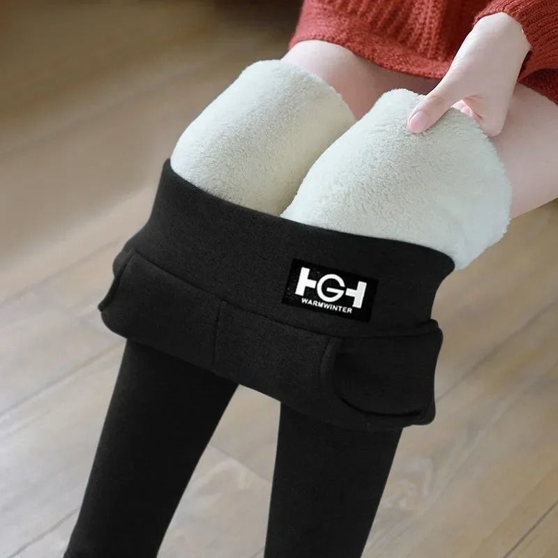 Women Winter Warm High Waist Leggings With Cashmere Lining And Pocket 7
