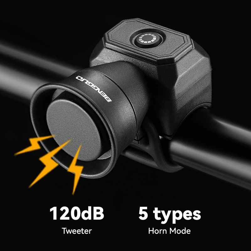USB Rechargeable Waterproof Bike Horn and Bell for Mountain Bikes and Scooters