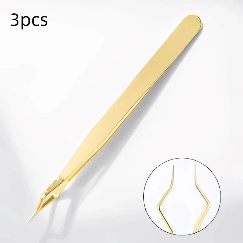 Precision Anti Static Stainless Steel Tweezers For Eyelash And Nail Art 7
