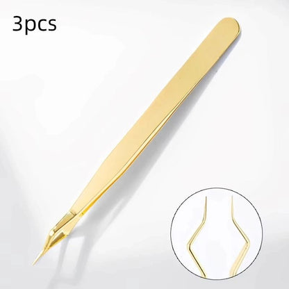 Precision Anti Static Stainless Steel Tweezers For Eyelash And Nail Art 7
