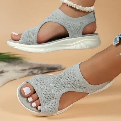 ElegantStride Womens Wedge Sandals  Breathable FlyKnit Comfort With Chic OpenToe Design 9