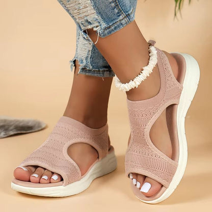 ElegantStride Womens Wedge Sandals  Breathable FlyKnit Comfort With Chic OpenToe Design 10