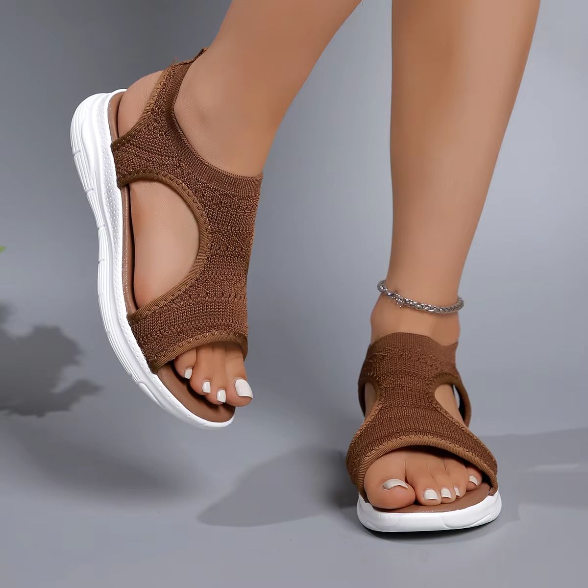 ElegantStride Womens Wedge Sandals  Breathable FlyKnit Comfort With Chic OpenToe Design 11