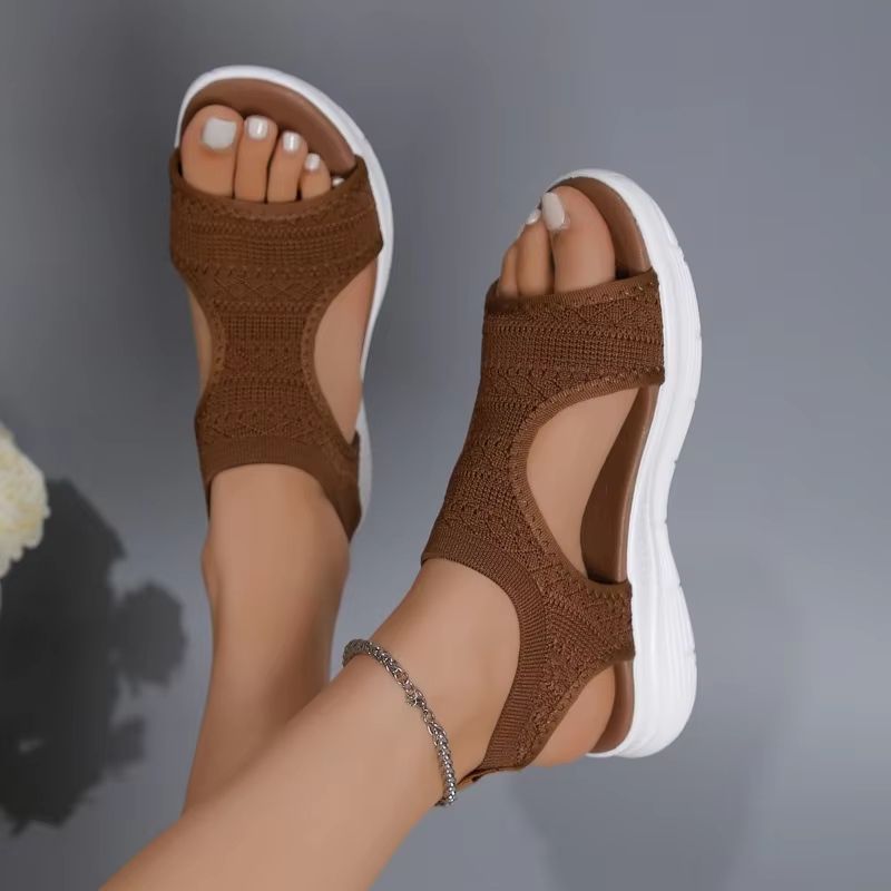 ElegantStride Womens Wedge Sandals  Breathable FlyKnit Comfort With Chic OpenToe Design 1