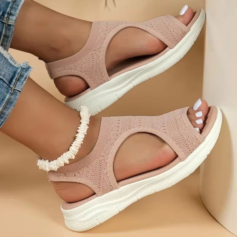ElegantStride Womens Wedge Sandals  Breathable FlyKnit Comfort With Chic OpenToe Design 2
