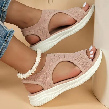 ElegantStride Womens Wedge Sandals  Breathable FlyKnit Comfort With Chic OpenToe Design 2